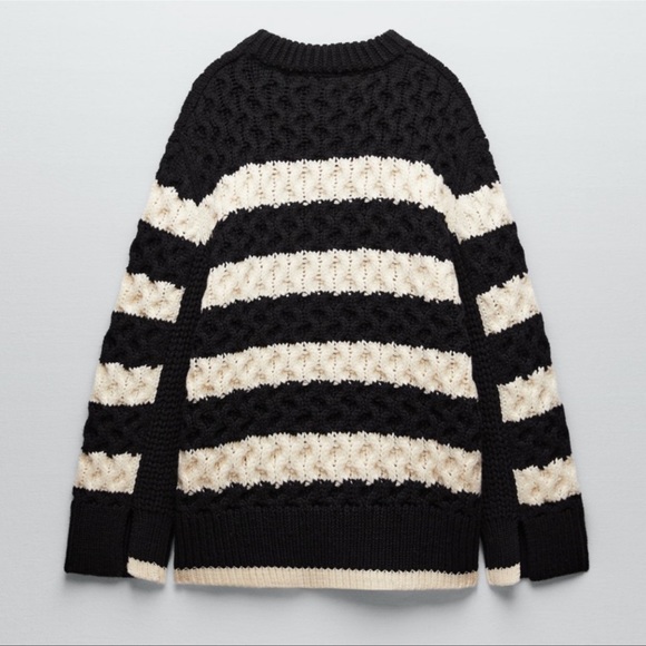 ZARA STRIPED CHUNKY KNIT SWEATER | SIZE: M-L | NWT - Picture 4 of 11